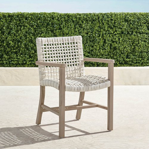 Isola Dining in Weathered Teak Washed White Wicker Frontgate