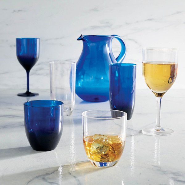 Set of 6 Classic Acrylic Drinkware - Cobalt, Cobalt Wine Glasses - Frontgate