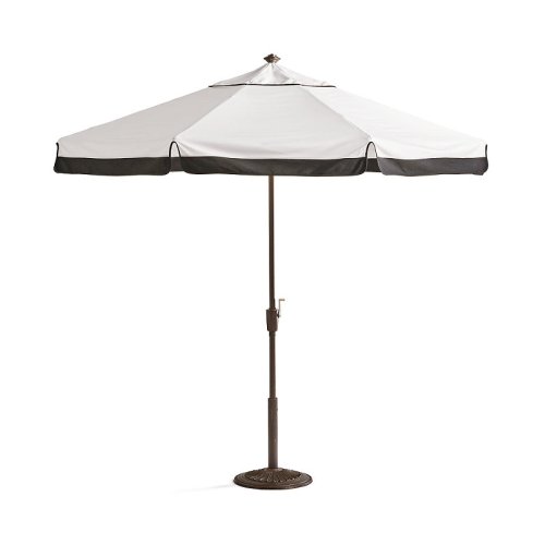 9 ft. Round Contrast Border Umbrella Black, Frontgate