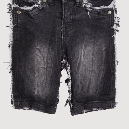 Little Boys Frayed Denim Bermuda Shorts, Black, Size 6