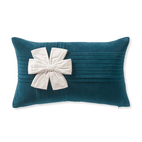 Holiday Bow Velvet Pillow Cover Teal, x Teal, Frontgate
