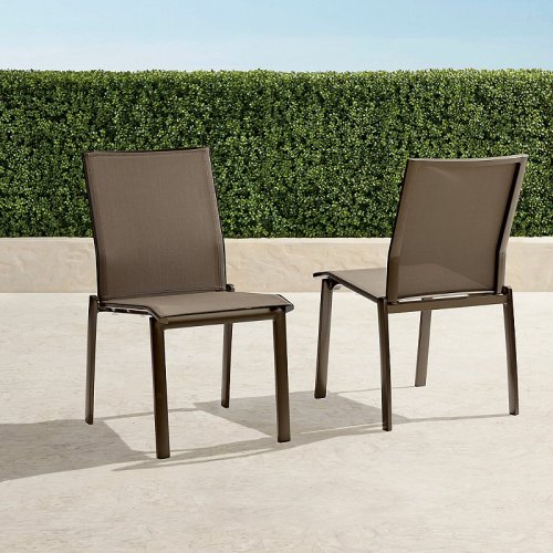 Set of 2 Newport Dining Side Chair in Aluminum With Sling Frontgate Resort Collection