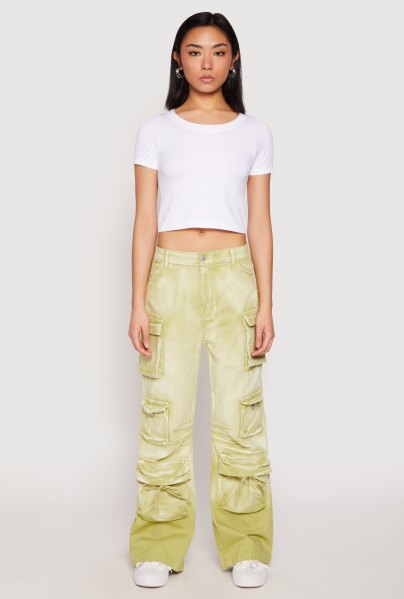 Womens Daisy Mineral Wash Cargo Jeans, Size S
