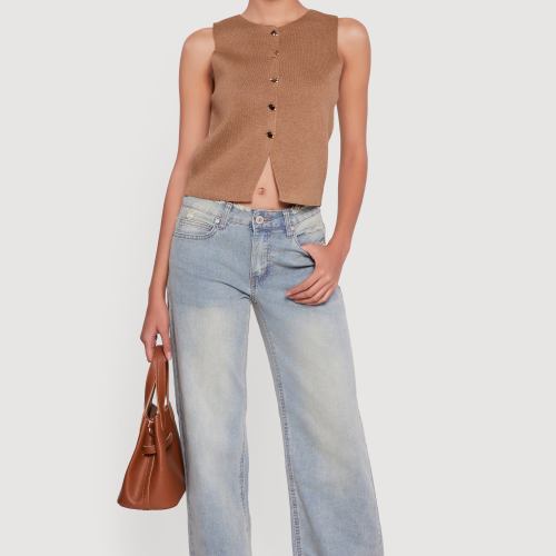 Womens WAX Straight Leg Cargo Jeans, Blue, Size S