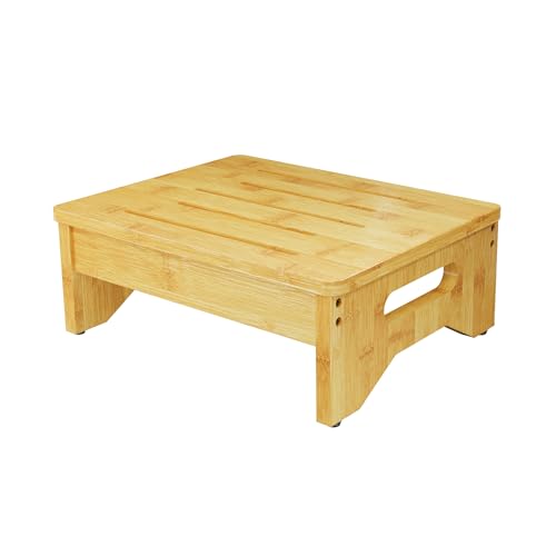Wooden Step Stool, Non-Slip Rubber Feet, 6.5 INCH High, Lightweight