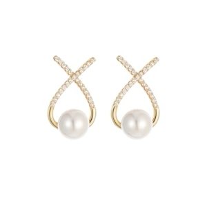 Pearl Drop Earrings for Women, 18K Gold Plated, Hypoallergenic