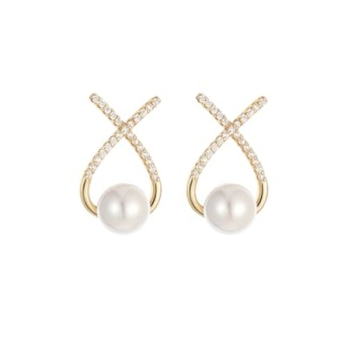 Pearl Drop Earrings for Women, 18K Gold Plated, Hypoallergenic