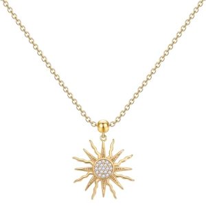 Dainty 14k Gold Sun Charm Necklace Non Tarnish