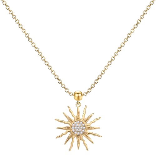 Dainty 14k Gold Sun Charm Necklace Non Tarnish