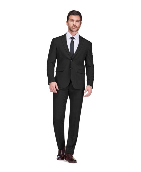 Gino Vitale Mens 2 Piece 4 Way Stretch Notch Lapel Slim Fit Suit
