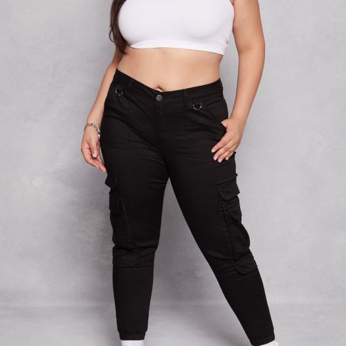 Womens Plus Size Double Cargo Pocket Joggers