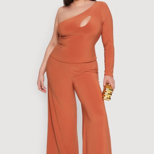 Womens Plus Size Wide Waist Palazzo Pants, Size 3X