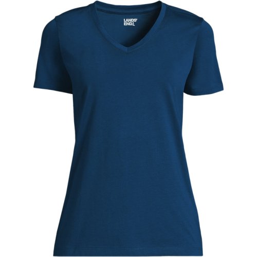 Supima Cotton Long Sleeve V-Neck T-Shirt Lands End