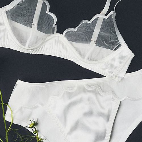 Scalloped Sheer Satin Bra