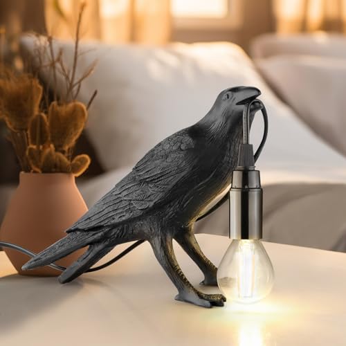 Crow Lamp, Raven Table Lamp with Bulb