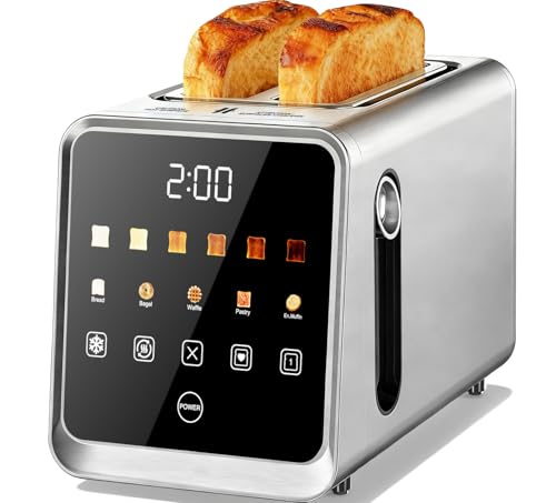Touch Screen Toaster 2 Slice, Stainless Steel Smart Digital