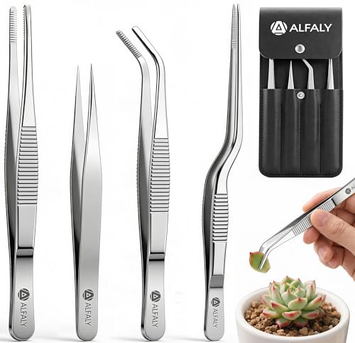 4pcs Garden Tweezers Set for Succulent, Bonsai & Cactus Gardening