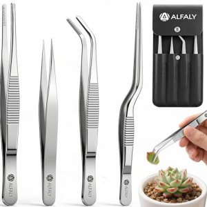 4pcs Garden Tweezers Set for Succulent, Bonsai & Cactus Gardening