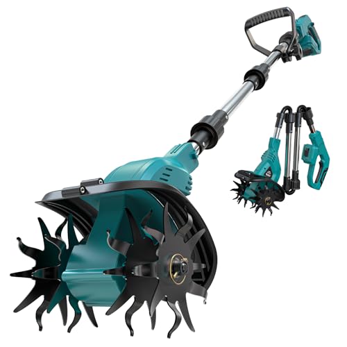 Tiller Cultivator Cordless, 9″ Tilling Width 6.3″ Depth