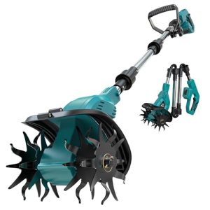 Tiller Cultivator Cordless, 9″ Tilling Width 6.3″ Depth