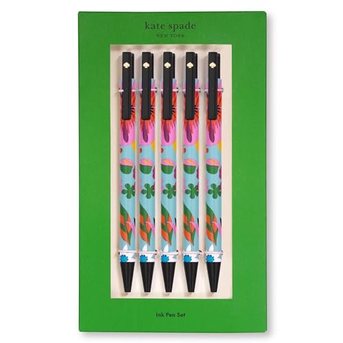 kate spade new york Black Ink Pen Set of 5, Cute Click Pens