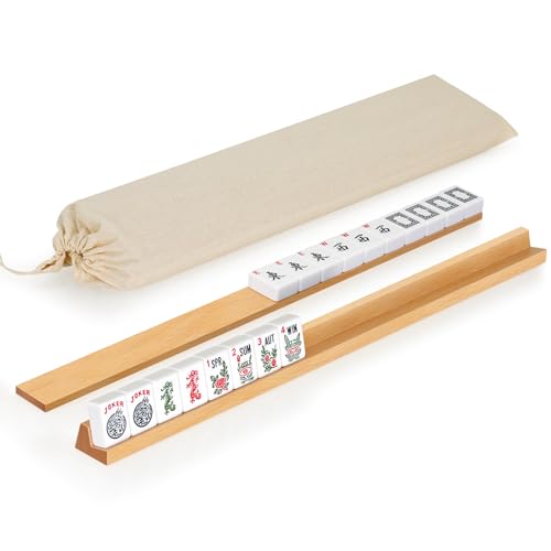 Beechwood Mahjong Racks with Pushers Set of 4