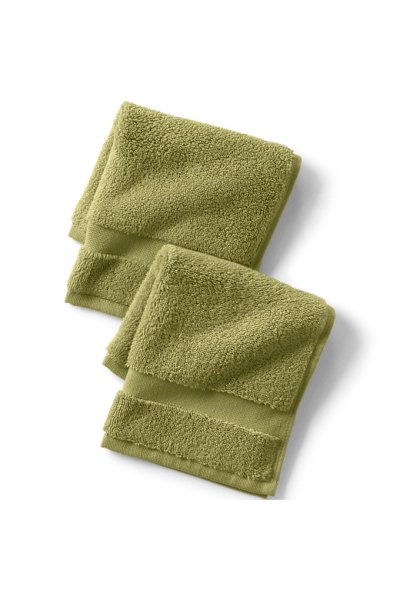 Cotton 2-Piece Washcloth Set Lands End Green