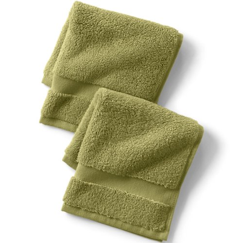 Cotton 2-Piece Washcloth Set Lands End Green