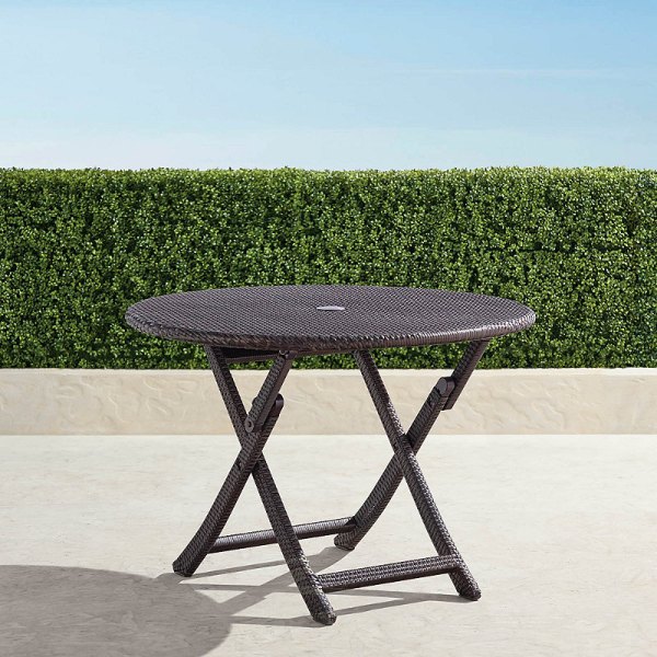 Cafe Round Folding Table in Wicker Wicker Frontgate