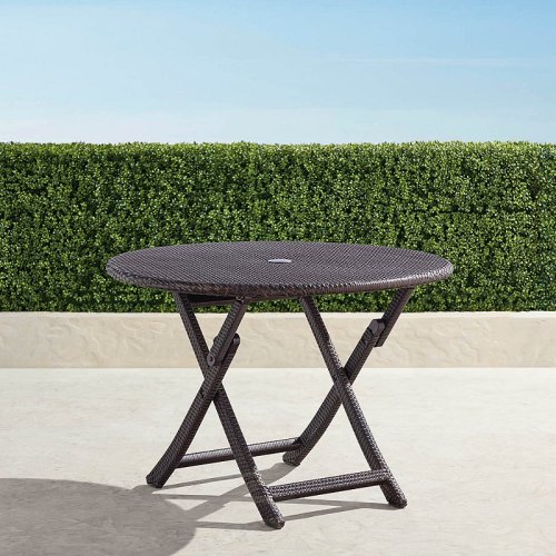 Cafe Round Folding Table in Wicker Wicker Frontgate