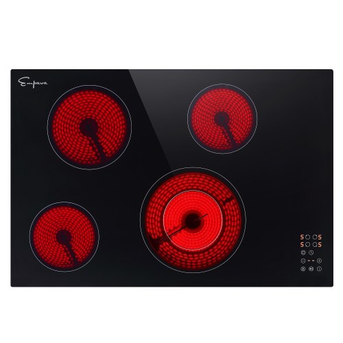 Empava 24-in 4 burners Black Induction Cooktop with Bridge Element