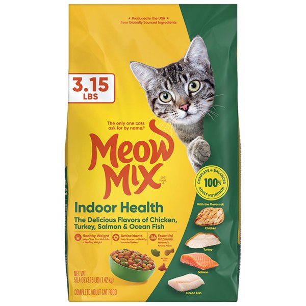 Meow Mix Dry Cat Food Chicken, Turkey, Salmon, Ocean Fish, Size: 3.15 lb | PetSmart Red