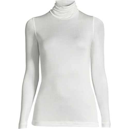 Womens Plus Size Silk Interlock Turtleneck Long Underwear Top Lands End Ivory
