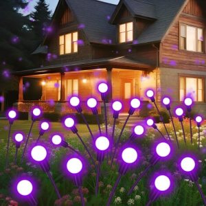 Solar Garden Lights Outdoor Waterproof, 2 Pack 16 LED, Purple