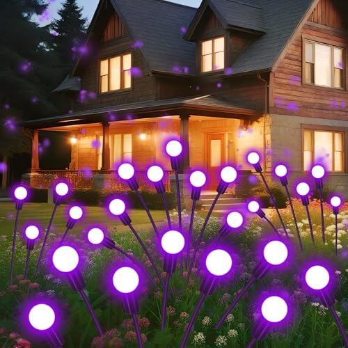 Solar Garden Lights Outdoor Waterproof, 2 Pack 16 LED, Purple