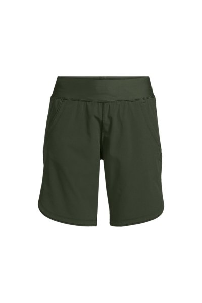 Womens Plus Size Sunshade UPF 50 9 Board Shorts with Panty Lands End Green