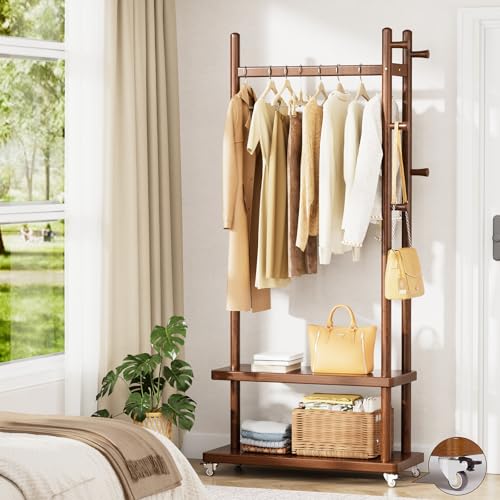 Coat Rack Freestanding Clothing Rack with Wheels