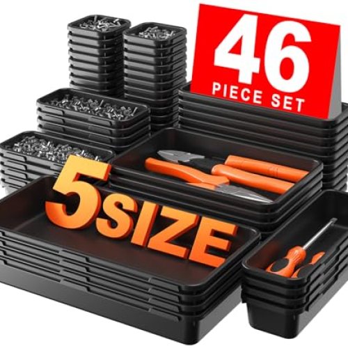 46 Pieces & 5 Size Tool Box Organizer Tray Divider Set