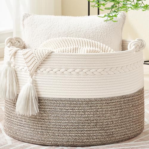 Large Blanket Basket (20″x13″),Woven Baskets for storage