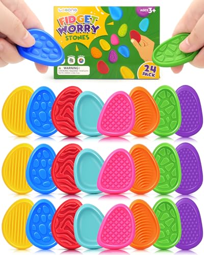 Fidget Toys Sensory Stone for Kids + Adults: 24 Pack