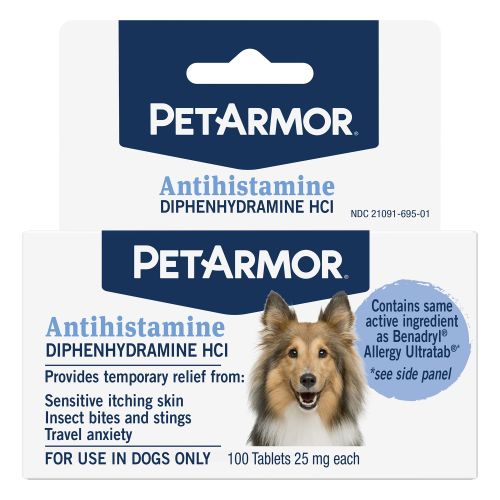 Petarmor Dog Antihistamine Diphenhydramine Hci Tablets, Itch Relief And Probiotic, 100 Count, Senior | PetSmart