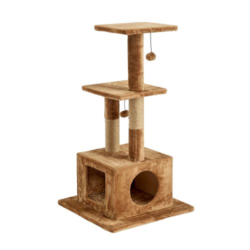 Two By The Willow 43-In Faux-Fleece Cat Tree And Condo, Brown | PetSmart