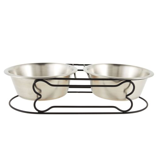 Top Paw Elevated Stainless Steel Double Diner Dog Bowl, Size: Cup | PetSmart