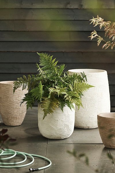 Fiber Concrete Textured U Planter, 15