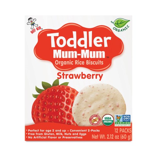 2-Pack Hot Kid Toddler Mum-Mum Organic Strawberry Rice Biscuits 24 biscuits