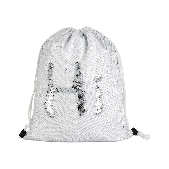Craft Express 4ct. Sequined Drawstring Backpack Set in White/Silver | Michaels