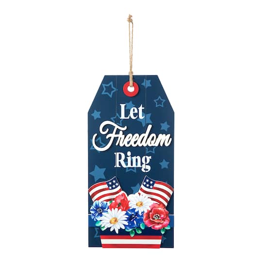 Glitzhome 15.75 Let Freedom Ring Sign Door Hanger | 7.75 x 0.75 x 15.75 | Michaels