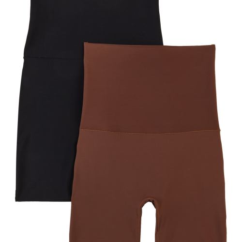 Womens Snatched High Waist Biker Shorts 2 Pack, Brown