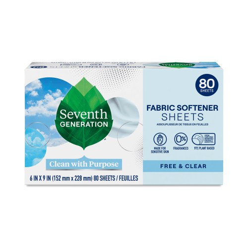 Seventh Generation Fabric Softener Dryer Sheets, Free & Clear 80 count