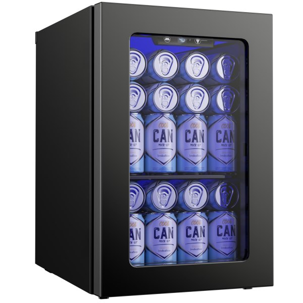 Euhomy 24-Can Single Zone Beverage and Wine Cooler in Black with Rapid Cooling and Powerful Compressor one_size | FWC008-11BL-E-LS-SC